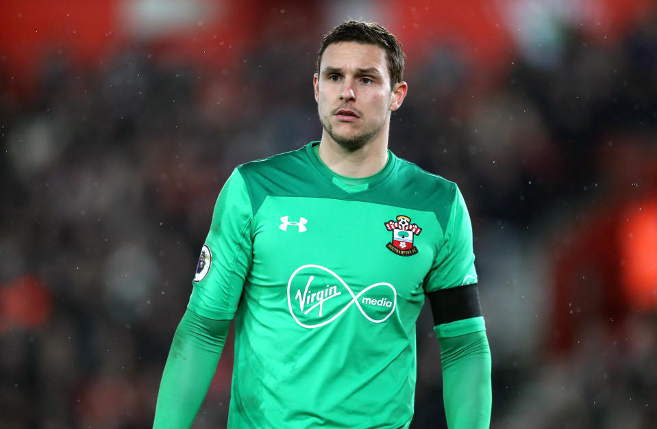 Southampton goalkeeper Alex McCarthy looks on