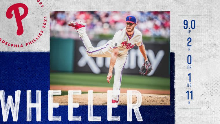 惠勒（Zack Wheeler）用完封勝向哈勒戴致敬。摘自費城人推特