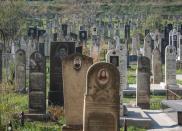 Gravestones at a Jewish cemetery in Derbent