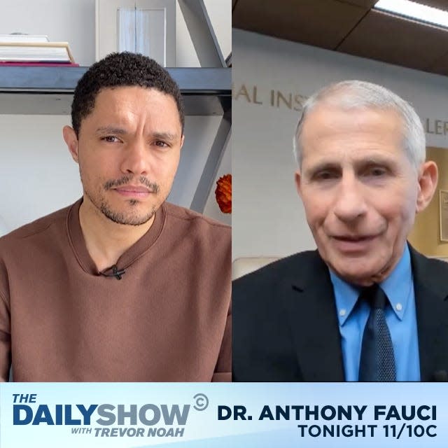 'The Daily Show' host Trevor Noah, left, interviewed Dr. Anthony Fauci about coronavirus for Thursday's episode of the late-night Comedy Central show.