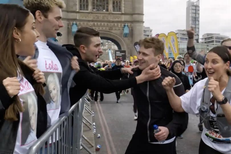 Jay and Honey were greeted by their Albert Square neighbours on the side lines