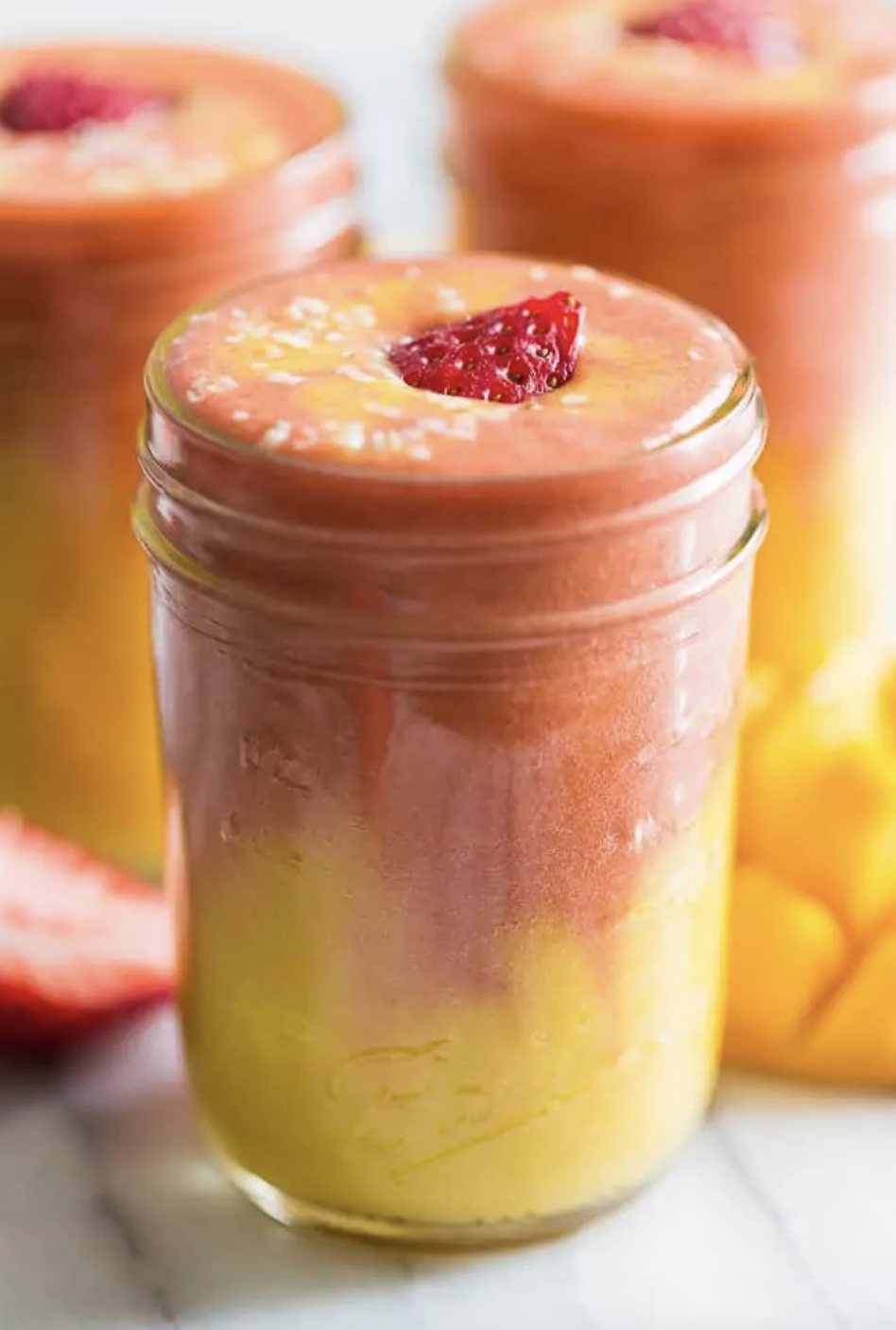 <p>Okay, how beautiful does this smoothie look? Called the blushing mango breakfast smoothie, it's packed with yummy fruits like strawberries, mango, oranges, and more. </p><p><a class="link " href="https://getinspiredeveryday.com/food/blushing-mango-protein-breakfast-smoothie/" rel="nofollow noopener" target="_blank" data-ylk="slk:Get the recipe;elm:context_link;itc:0">Get the recipe</a></p>