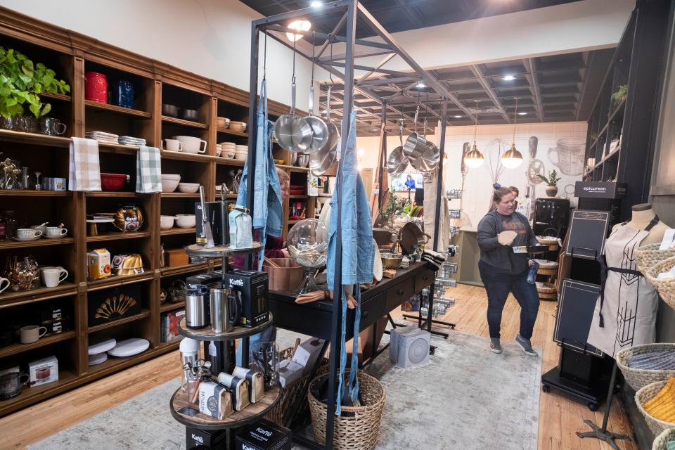 Angie Brady shops at the new Gather Kitchen Mercantile on Public Square in Columbia, Tenn. on Feb. 10, 2024.