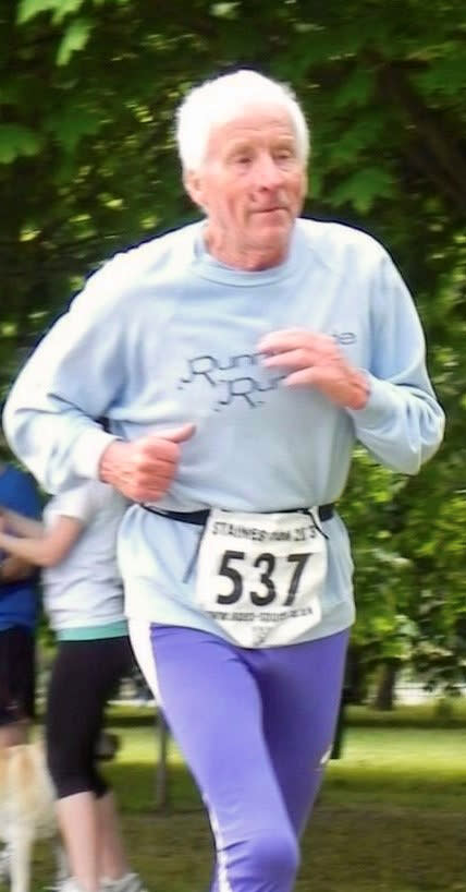 Starbrook took up running at 53 — logging a personal marathon best of 4 hours, 14 minutes in North Wales around the turn of the century. runneymededrunners.com