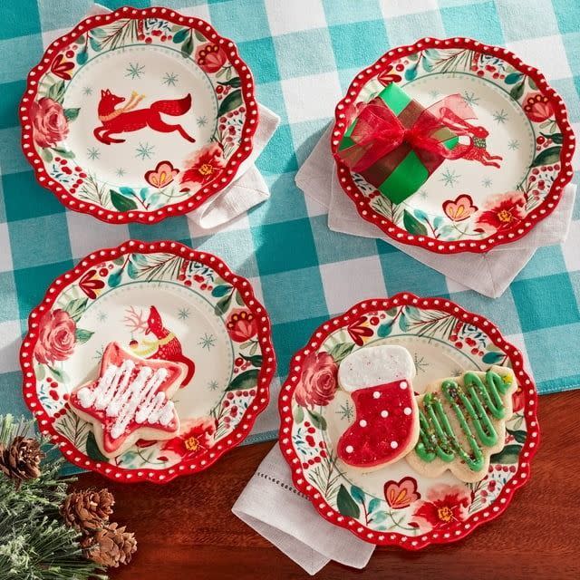 <p><a href="https://go.redirectingat.com?id=74968X1596630&url=https%3A%2F%2Fwww.walmart.com%2Fip%2FThe-Pioneer-Woman-Festive-Forest-Set-of-4-Round-Stoneware-Appetizer-Plates%2F3426185081%3Fathbdg%3DL1103%26from%3D%252Fsearch&sref=https%3A%2F%2F" rel="nofollow noopener" target="_blank" data-ylk="slk:Shop Now;elm:context_link;itc:0;sec:content-canvas" class="link rapid-noclick-resp">Shop Now</a></p><p>The Pioneer Woman Festive Forest Set of 4 Stoneware Appetizer Plates</p><p>$14.98</p>