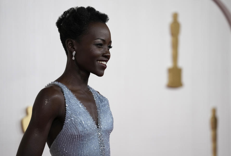 Lupita Nyong'o arrives at the Oscars on Sunday, March 10, 2024, at the Dolby Theatre in Los Angeles. (AP Photo/Ashley Landis)