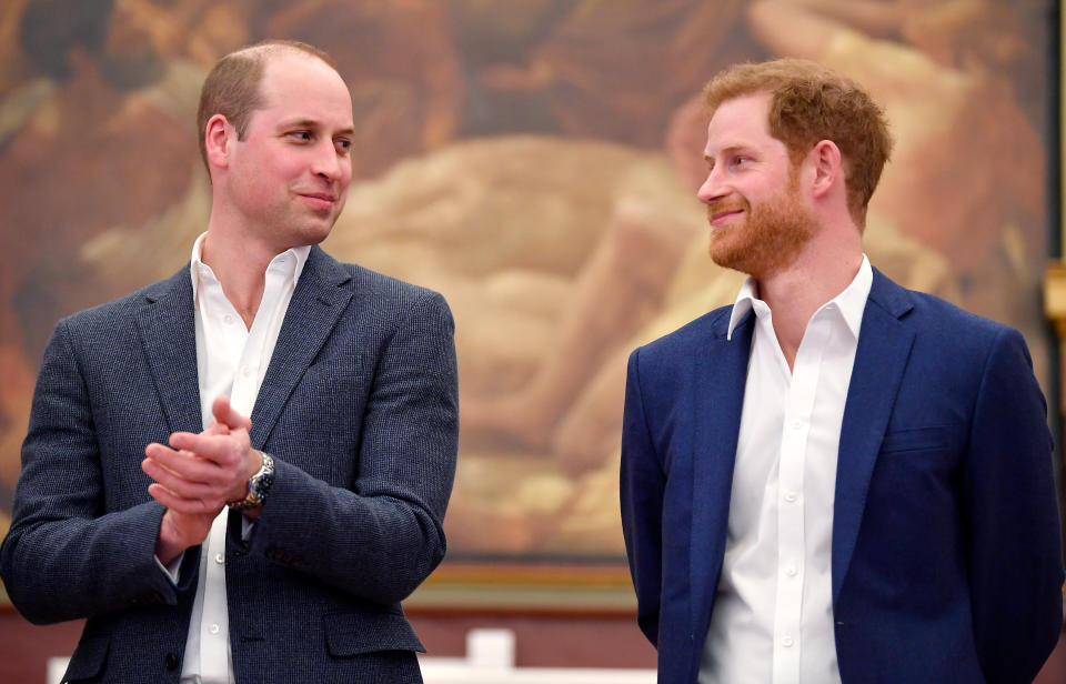 Prince William, Duke of Cambridge and Prince Harry attend the opening of the Greenhouse Sports Centre on April 26, 2018 in London, United Kingdom. (Getty)

