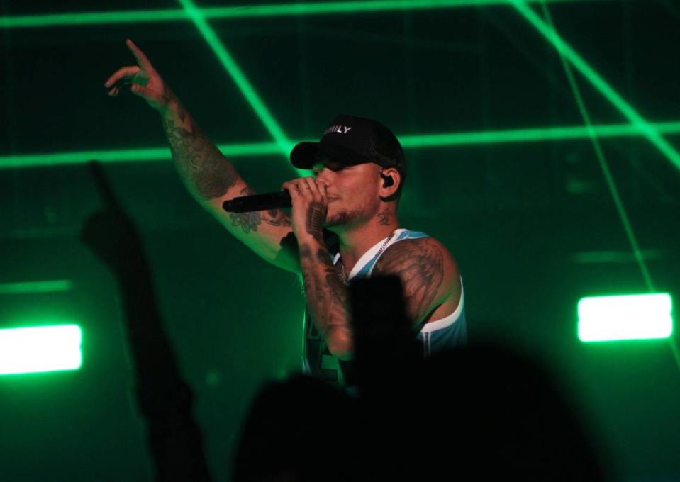 Kane Brown performing at the Spectrum Arena in Charlotte, NC on December 4, 2021.