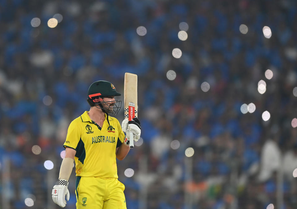 Travis Head ready to bat in the World Cup final.