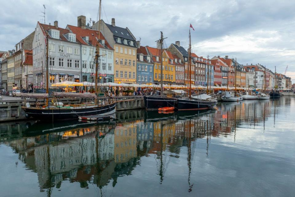A photo of the Nyhavn waterfront in Copenhagen, Denmark.
