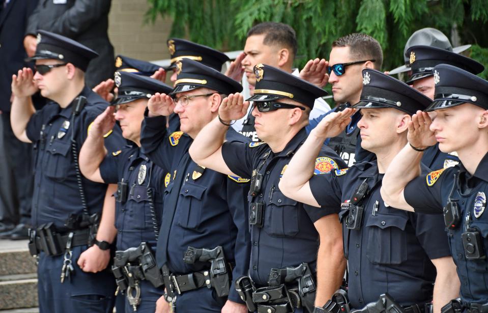 On Tuesday, local law enforcement held a memorial on the steps of the Lebanon County Municipal Building as part of National Police Week. The ceremony was in remembrance of all law enforcement officers who died in the line of duty.