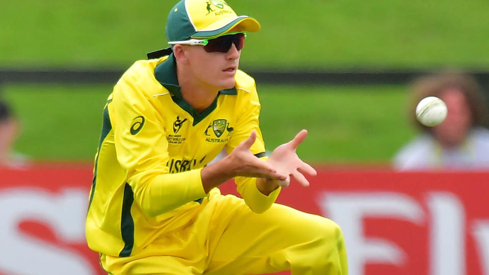 Austin Waugh at the Under 19 World Cup. (Image: MARTY MELVILLE/AFP/Getty Images)