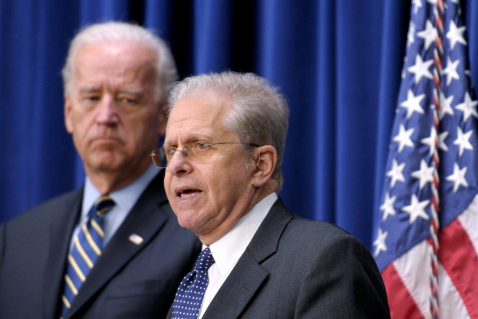 Laurence Tribe, a constitutional law expert at Harvard Law School, photographed with then-Vice President Joe Biden in 2010, says it would be appropriate to charge some of the Capitol rioters with seditious conspiracy or with violating another federal law that criminalizes insurrection and rebellion against the United States.