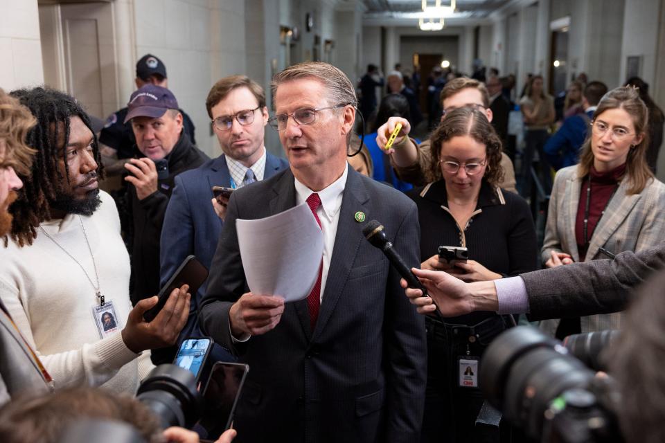 Rep. Tim Burchett, R-Tenn., speaks to reporters in October on his way to a GOP caucus meeting. Burchett has been one of Congress' most vocal advocates for government transparency on what it knows about UFOs.