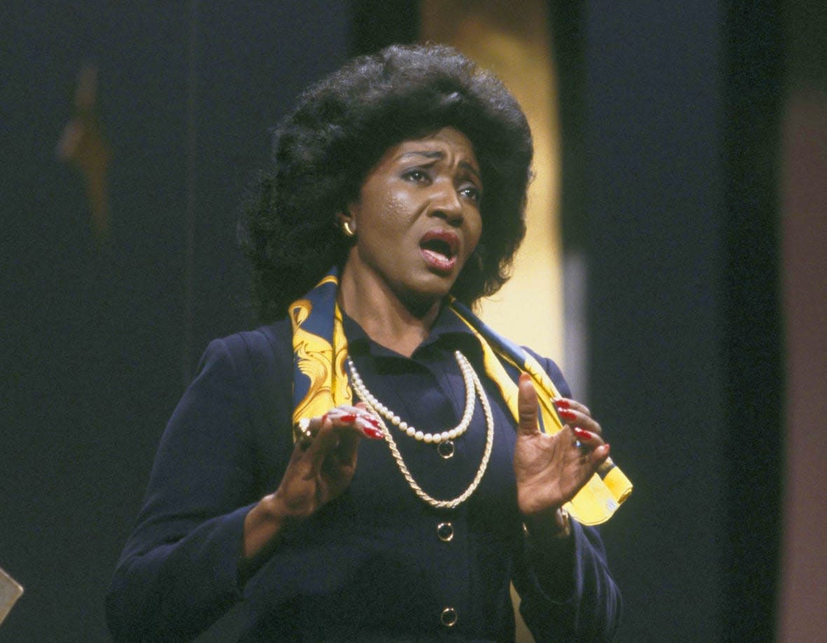 Opera singer Grace Bumbry performs in New York in March 1982. Bumbry, 86, a pioneering mezzo-soprano who became the first Black to sing at the Bayreuth Festival, died Sunday, May 7, 2023, at Evangelisches Krankenhaus, a hospital in Vienna, according to her publicist, David Lee Brewer.(AP Photo/Suzanne Vlamis, File)