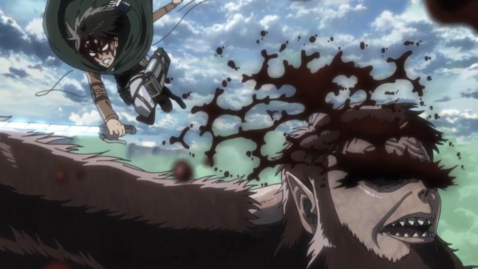 Levi taking out Beast Titan on Attack on Titan.