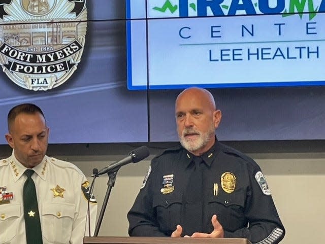 Fort Myers Police Acting Chief Randall Pepitone addresses Lee County road fatalities while providing insight into his personal experiences during a Dec. 1, 2022, press conference at the Fort Myers Police Department headquarters.