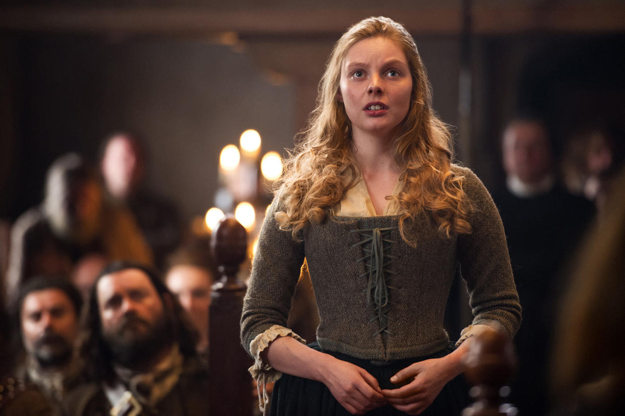 Nell Hudson as Laoghaire in Season 1 of <em>Outlander</em>. (Photo: Ed Miller/Starz/courtesy Everett Collection)