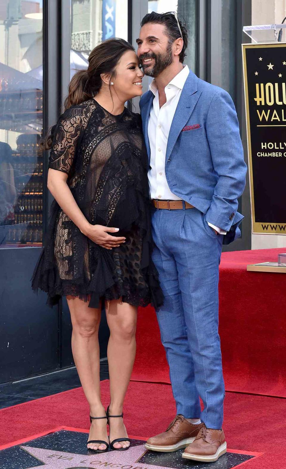 Eva Longoria and Jose Baston attend the ceremony honoring Eva Longoria with star on the Hollywood Walk of Fame on April 16, 2018 in Hollywood, California