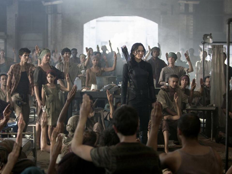 Jennifer Lawrence as Katniss Everdeen in Mockingjay Part 1 (Lionsgate)