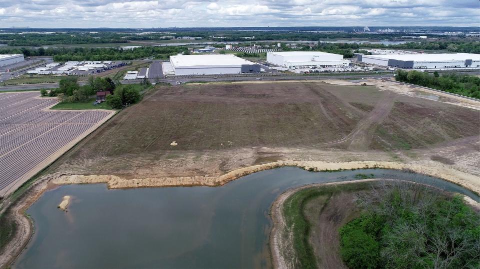 Warehouses in the Logan North Industrial Park line Route 322 in Logan Township Thursday, May 4, 2023.