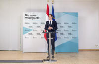 Austrian Chancellor Sebastian Kurz, of the Austrian People's Party, OEVP, addresses the media during a news conference in Vienna, Austria, Monday, May 20, 2019. Austrian Chancellor Sebastian Kurz has called for an early election after the resignation of his vice chancellor Heinz-Christian Strache from the Freedom Party spelled an end to his governing coalition. (AP Photo/Michael Gruber)