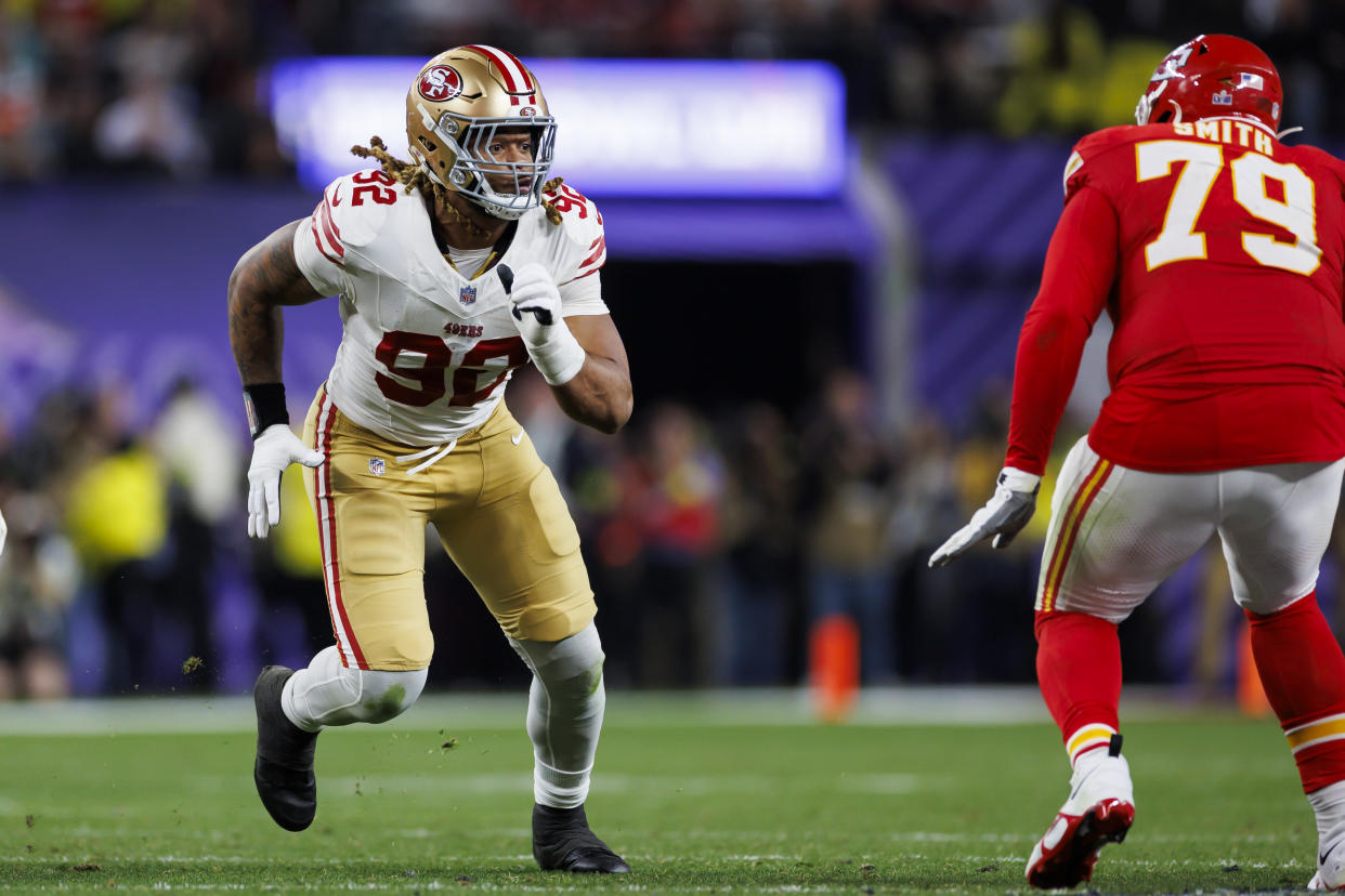 Chase Young had a sack in last season's Super Bowl with the 49ers. (Photo by Ryan Kang/Getty Images)