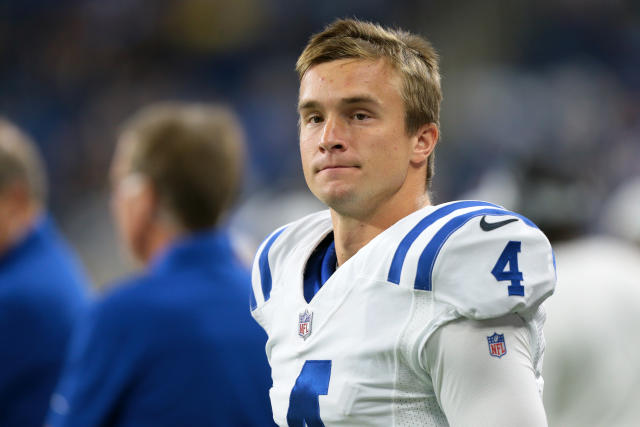 Indianapolis Colts quarterback Sam Ehlinger (4) plays against the