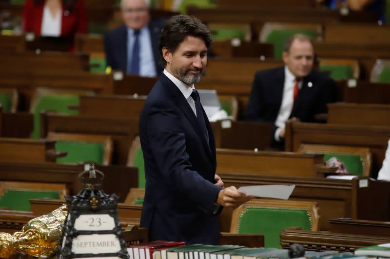 Canada's Prime Minister Justin Trudeau officially tables the Throne Speech in the House of Commons as parliament resumes in Ottawa