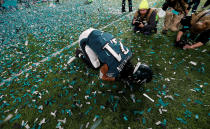 <p>Philadelphia Eagles’ Patrick Robinson celebrates after winning Super Bowl LII REUTERS/Kevin Lamarque </p>