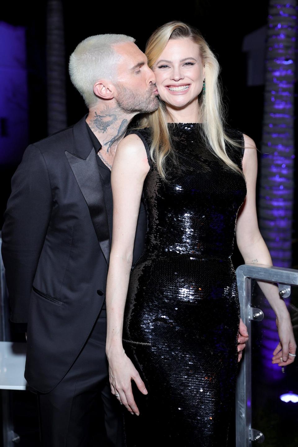 Adam Levine and Behati Prinsloo attend the 2023 Vanity Fair Oscar Party Hosted By Radhika Jones at Wallis Annenberg Center for the Performing Arts on March 12, 2023 in Beverly Hills, California.