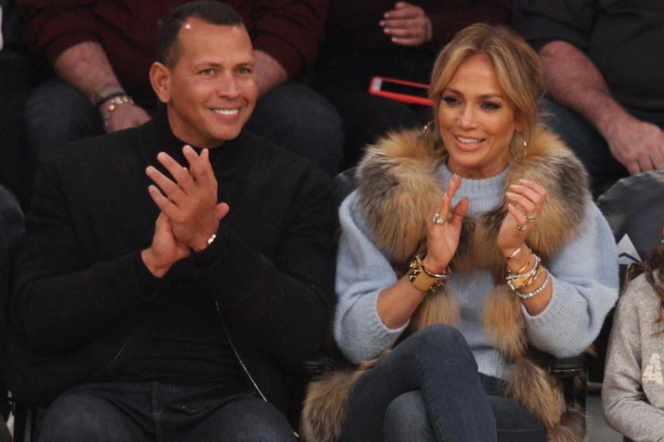 j-lo, a-rod, lakers game, jennifer lopez, alex rodriguez, courtside, lakers game