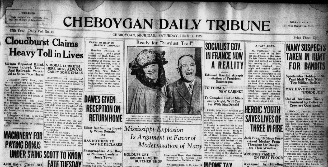 The June 14, 1924 edition of the Cheboygan Daily Tribune.