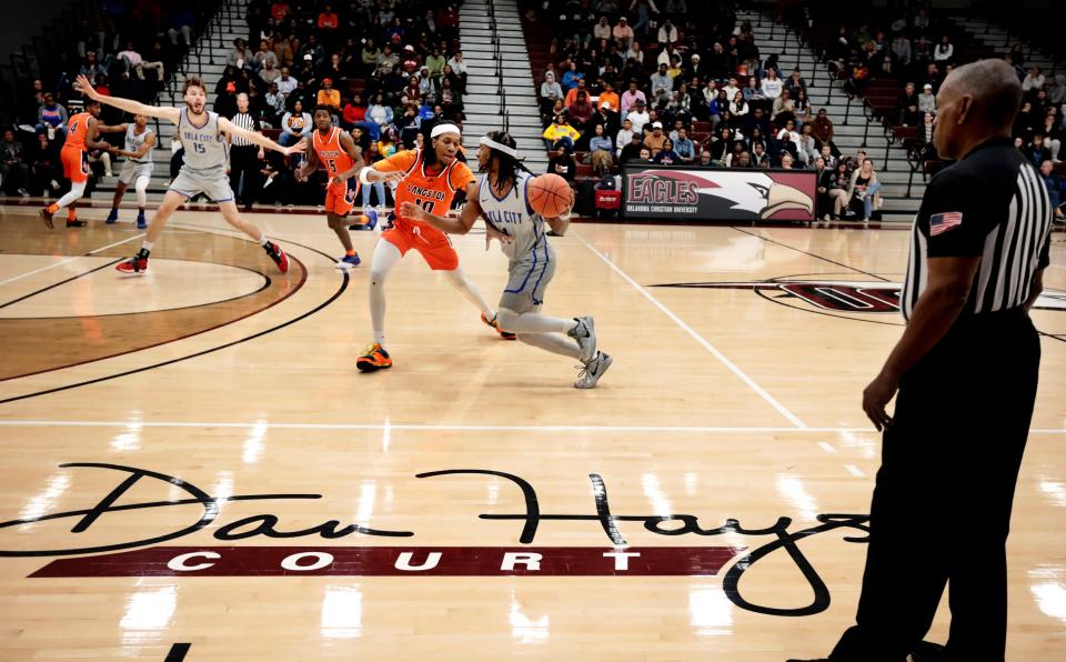 Oklahoma City University men play Langston Jan. 26 at Oklahoma Christian University's gymnasium in Oklahoma City. OCU played at Oklahoma Christian because its home gym was damaged during a winter cold snap.