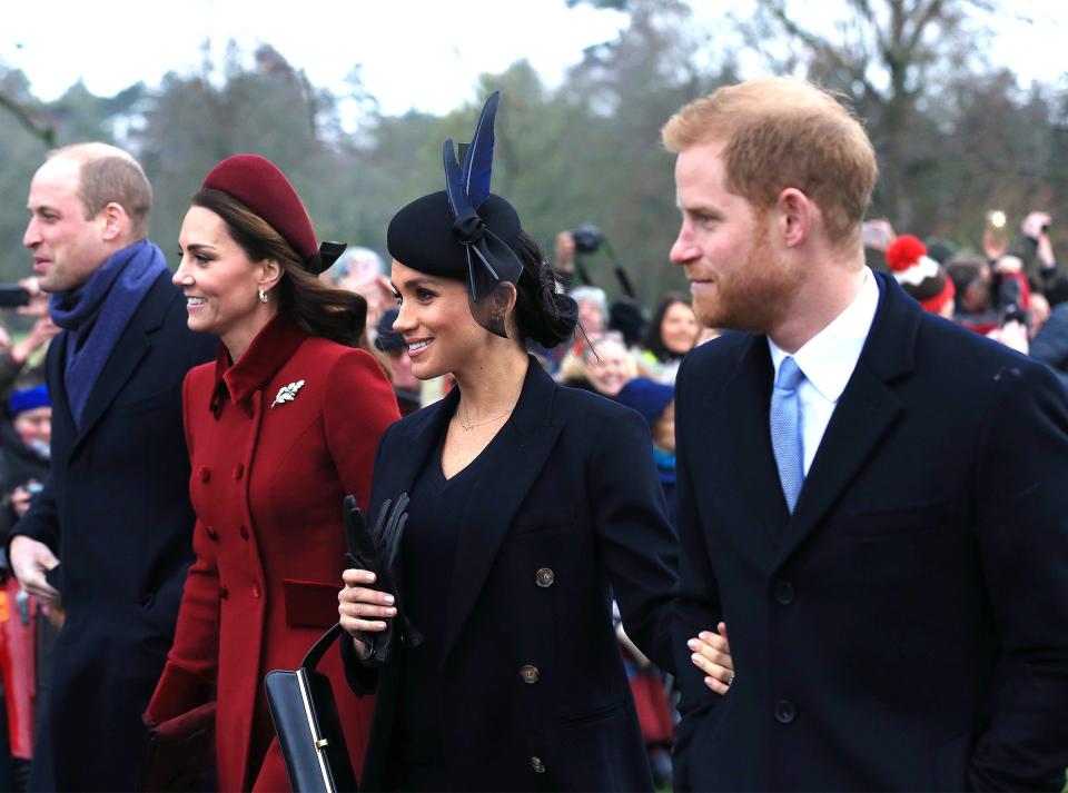 For the second time, Meghan took part in a royal tradition: the <a rel="nofollow noopener" href="https://people.com/royals/meghan-markle-prince-harry-attend-christmas-church-service-prince-william-kate-middleton/" target="_blank" data-ylk="slk:walk to church services on Christmas morning;elm:context_link;itc:0;sec:content-canvas" class="link ">walk to church services on Christmas morning</a>!