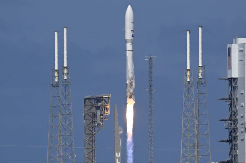 The United Launch Alliance Atlas V rocket launches from Complex 41 at the Cape Canaveral Space Force Station on Friday. Photo by Joe Marino/UPI