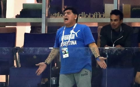 Diego Maradona gestures angrilly - Credit: GETTY IMAGES