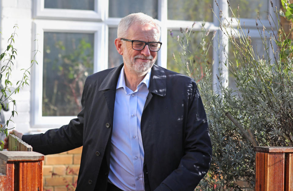 Labour Party leader Jeremy Corbyn leaves his home in Islington, north London. (Photo by Isabel Infantes/PA Images via Getty Images)