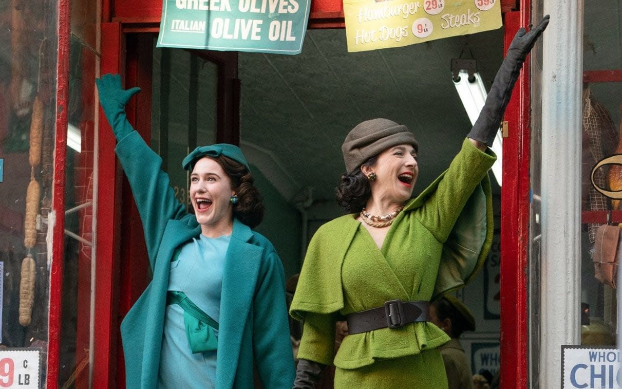 Rachel Brosnahan and Marin Hinkle in The Marvelous Mrs Maisel - Amazon