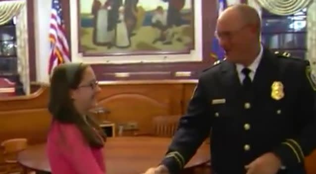 Rebecca was honoured by her local police officers at a special ceremony last week. Photo: Today Show