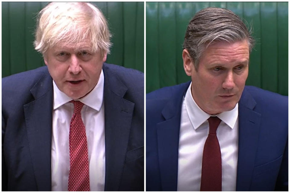 Boris Johnson and Sir Keir Starmer clashed in the Commons on Monday. (PA)