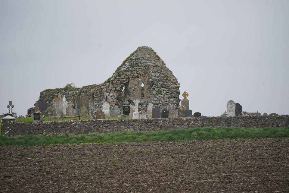 Kilwirra cemetery and the church ruins yesterday, ahead of Biden’s visit to the area (PA)