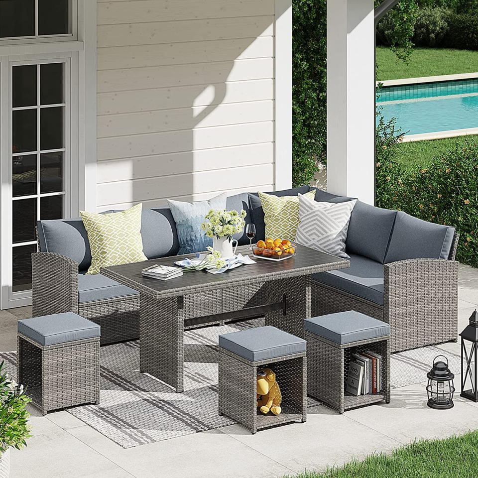 <p><a href="https://go.redirectingat.com?id=74968X1596630&url=https%3A%2F%2Fwww.walmart.com%2Fip%2FJOIVI-7-Pieces-PE-Rattan-Wicker-Dining-9-Sofa-Set-Outdoor-Patio-Furniture-Gray%2F299575750&sref=https%3A%2F%2Fwww.goodhousekeeping.com%2Fhome-products%2Fg43829115%2Fbest-patio-outdoor-furniture-walmart%2F" rel="nofollow noopener" target="_blank" data-ylk="slk:Shop Now;elm:context_link;itc:0;sec:content-canvas" class="link ">Shop Now</a></p><p>7-Piece Wicker Sofa Set</p><p>walmart.com</p><p>$629.99</p>