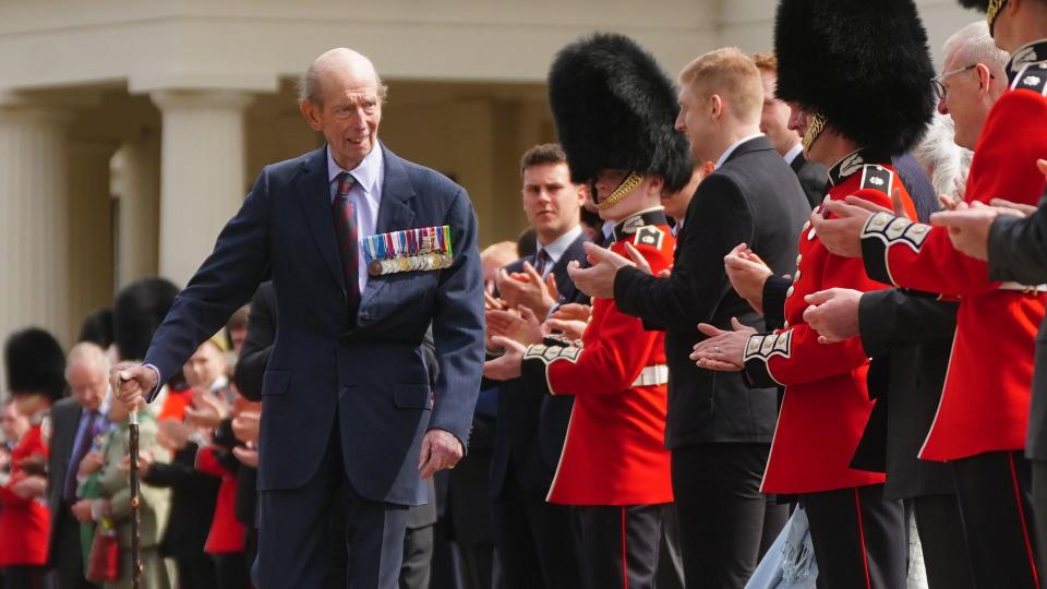 The Duke of Kent leaves the Scots Guards' Black Sunday Parade at the Wellington Barracks 