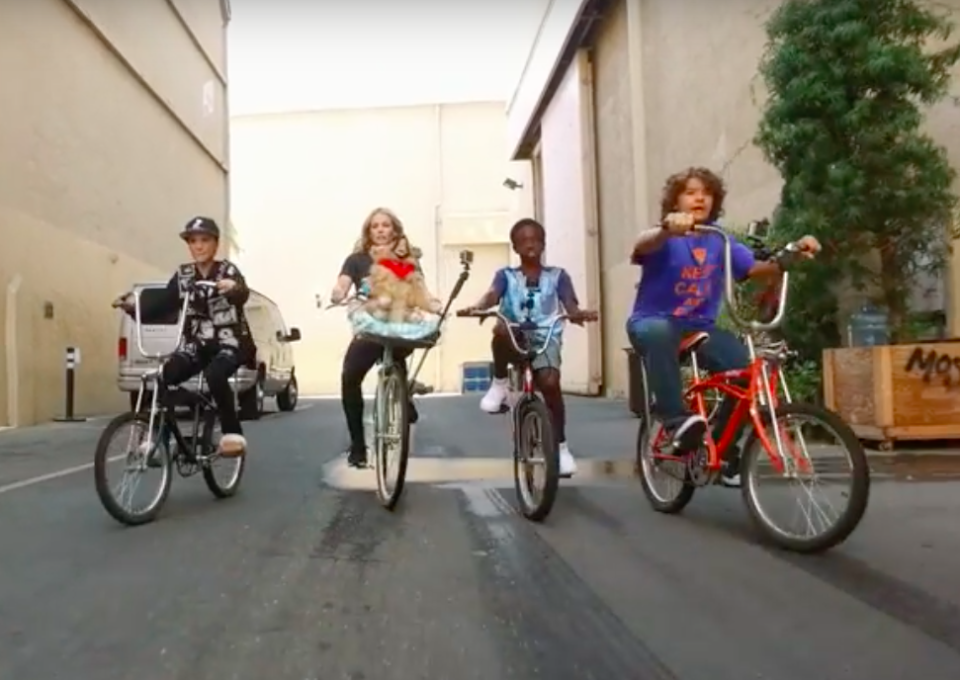 Chelsea Handler rides bikes with the “Stranger Things” kids and we can’t stop watching