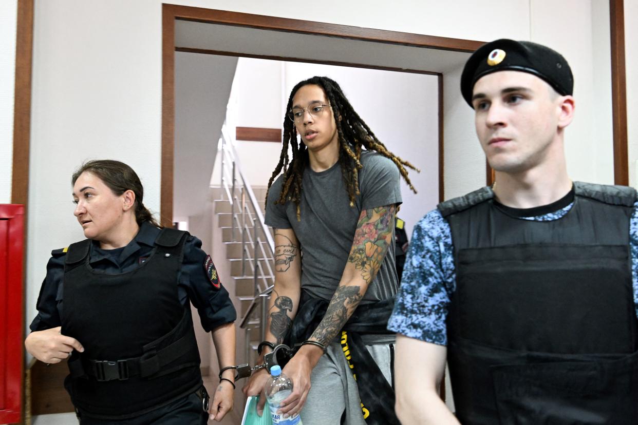 Brittney Griner's trial in Russia is set for July 1. (Photo by Kirill KUDRYAVTSEV / AFP) (Photo by KIRILL KUDRYAVTSEV/AFP via Getty Images)