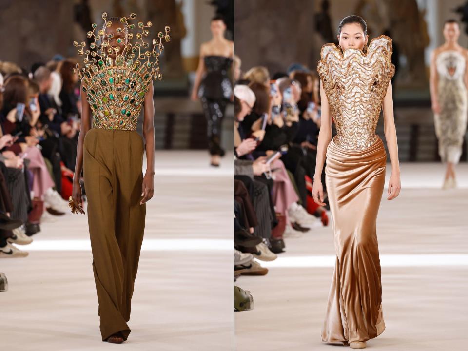 A model walks the runway during the Schiaparelli Haute Couture Spring Summer 2023 show as part of Paris Fashion Week