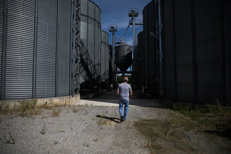 Kruger walks on his farm in Harrod, Ohio