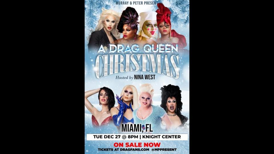 Esta es la imagen publicitaria mostrada en dragfans.com, que vendía entradas para el evento del 27 de diciembre de 2022 en el James L. Knight Center en el downtown de Miami, junto al Hyatt Regency.