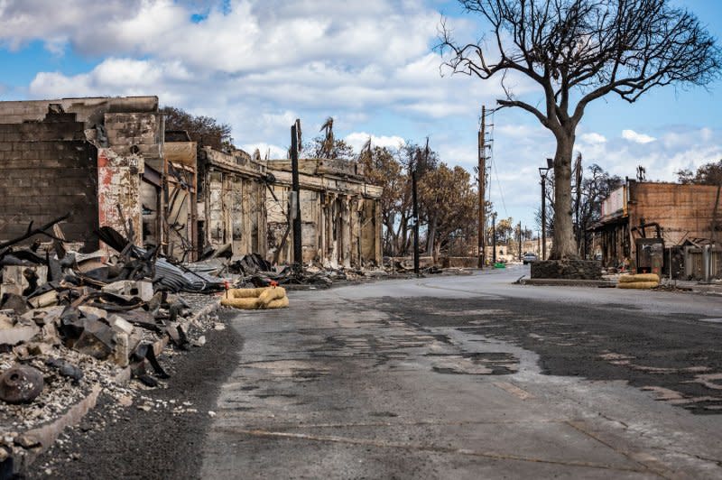 View of the damaged buildings and structures of Lahaina Town, which were destroyed in last week's wildfires in Lahaina, Maui. The official death toll from the fires climbed to 110 on Wednesday, according to Hawaii Gov. Josh Green, as investigators work to determine a cause. Photo by Staff Sgt. Matthew A. Foster/U.S. Army National Guard/UPI